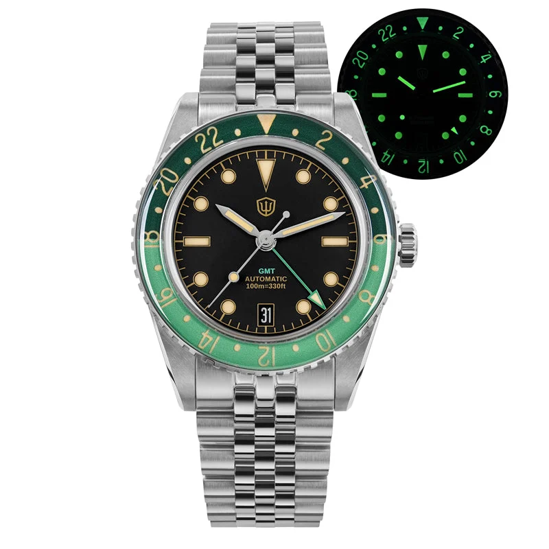 Watchdives GMT Men Watch 兰-二手代发-Nancy-WD-0159 38 mm kol saati