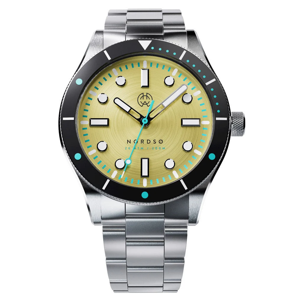 Henry Archer Nordso Automatic Dive Watch with Yellowfin Dial #HAC-NOR-YEL-3LI 47 mm kol saati