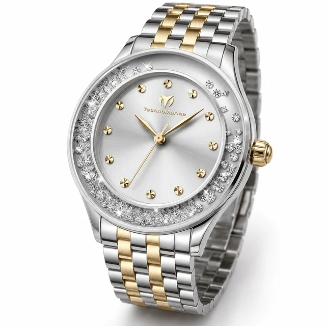 Technomarine Brillantezza Del Mare Watch - 34mm, Steel, Gold (TM-9026010) kol saati