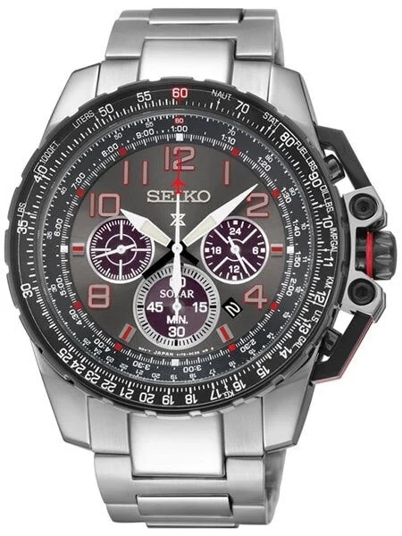Seiko Prospex Solar Powered Quartz Flight Chronograph Watch, 24-Hour Sub-Dial #SSC315 kol