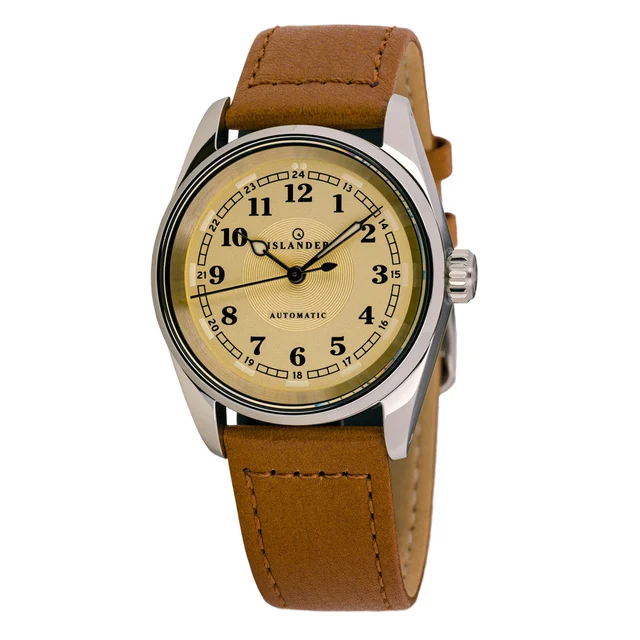 Islander Penn Automatic Railroad Watch with Vintage Gold Dial #ISL-171 kol saati