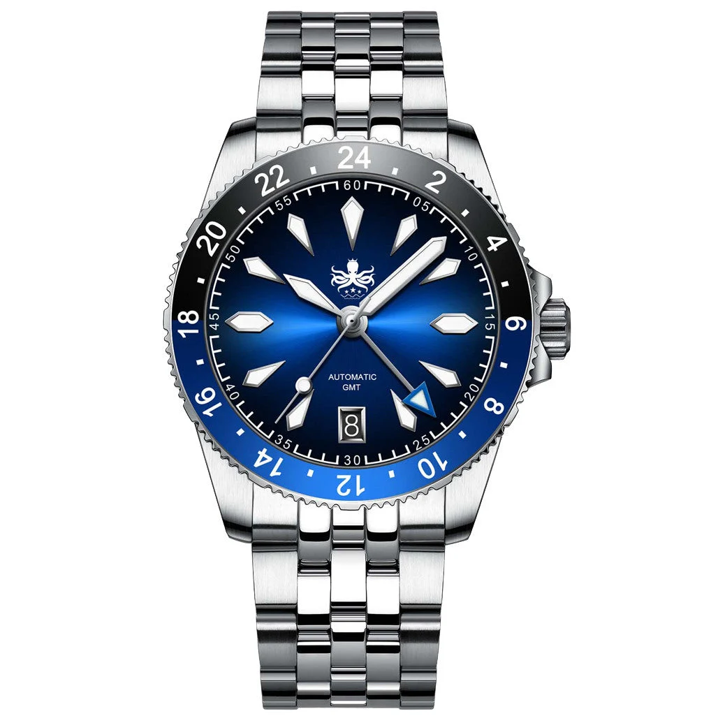 Phoibos Voyager GMT Automatic Watch with Blue Dial #PY043B 39 mm kol saati