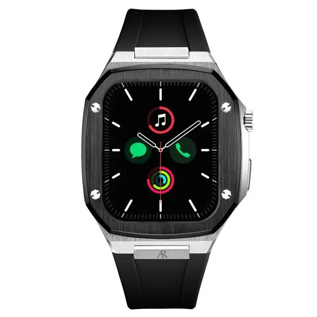 ASOROCK WATCHES Silver/Black rubber smartwatch case (7 series) kol saati