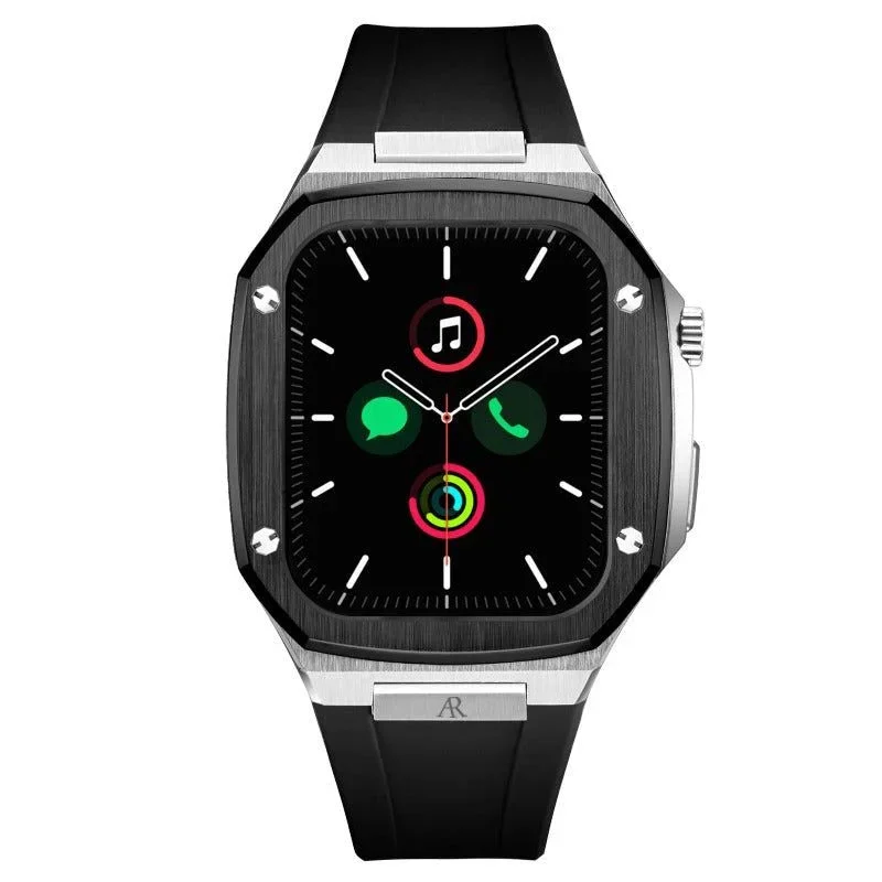 ASOROCK WATCHES Silver/Black rubber smartwatch case (7 series) 43 mm kol saati