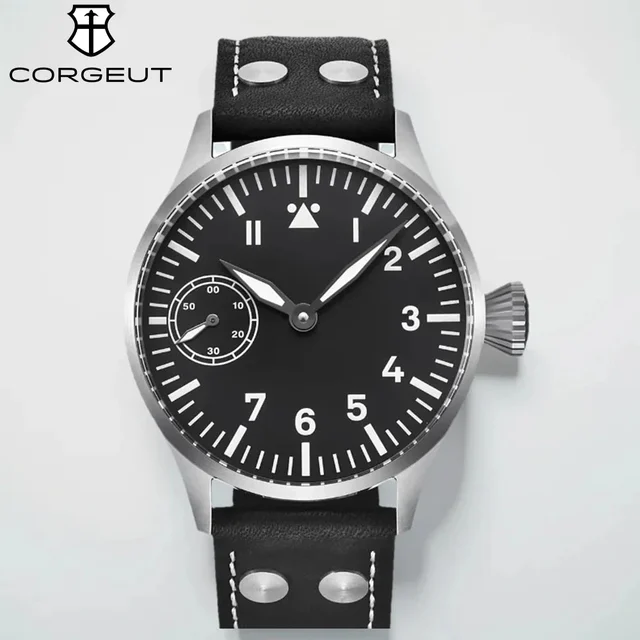 Tandorio Corgeut 6023 Sub Second Pilot St3600 Manual Mechanical Watch 44MM 5ATM Sapphire L