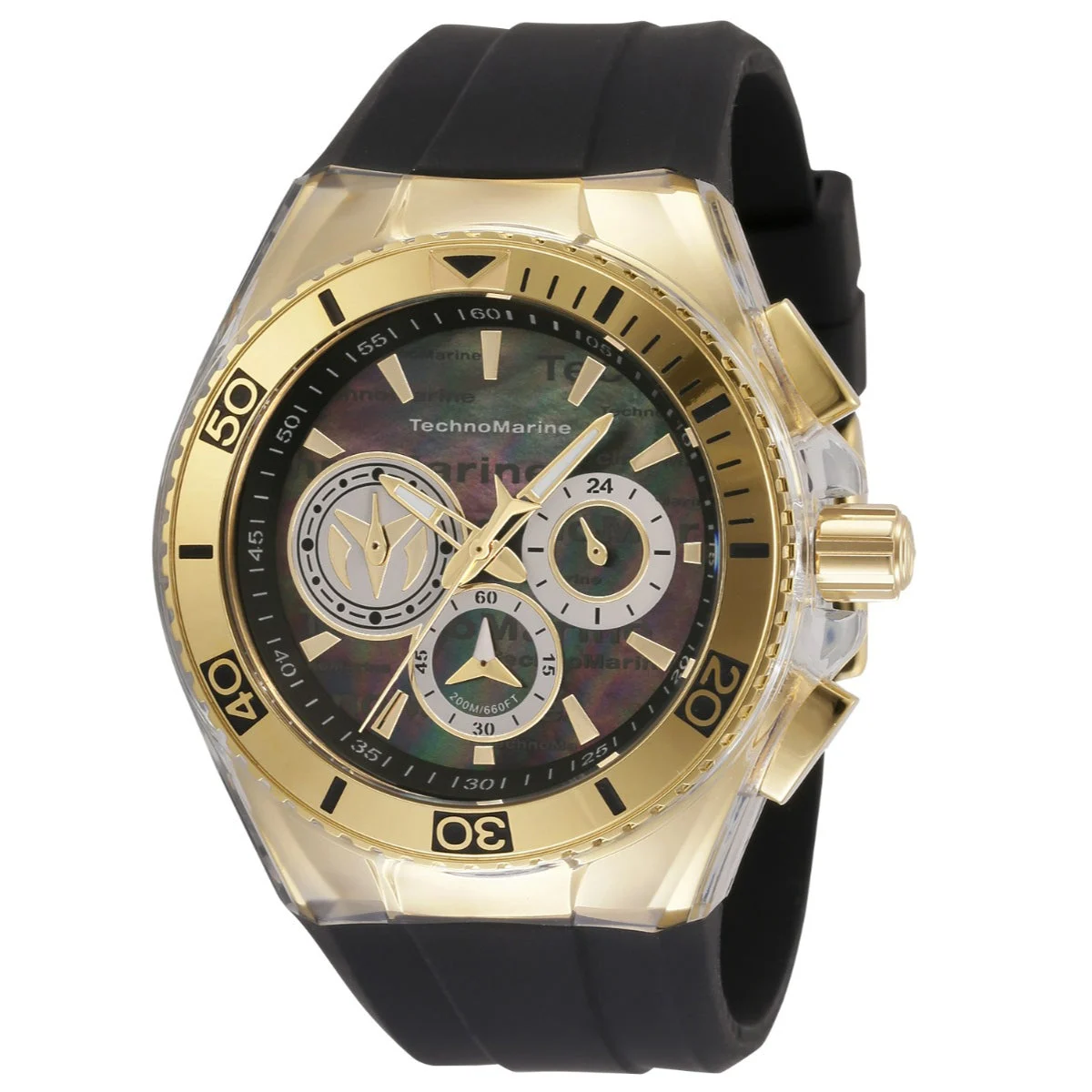 Technomarine Cruise California Watch w/ Mother of Pearl Dial - 46.65mm, Black (TM-120025) kol saati