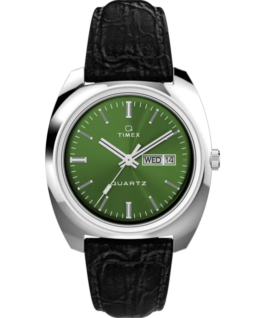 Timex Day/Date 37.5mm Leather Strap Watch TW2W44700 kol saati