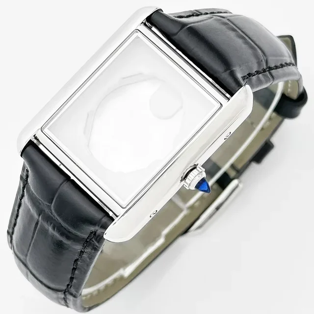 Tandorio Women Tank Watch Case Roman Markers 27*35mm No Logo For Seiko VJ24 Quartz Movemen