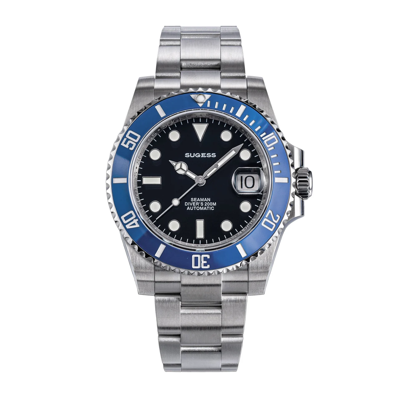 Sugess Ocean Star S421 SU116610LB Black Dial Blue Bezel (Seagull ST 41 mm kol saati