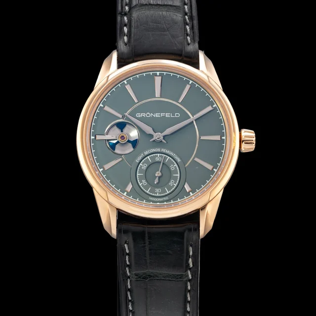 Gr√∂nefeld Grönefeld 1941 Remontoire Red Gold Grey Dial 210009N39345 kol saati