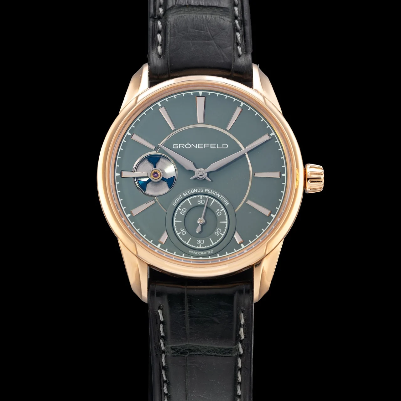 Gr√∂nefeld Grönefeld 1941 Remontoire Red Gold Grey Dial 210009N39345 39.5 mm kol saati