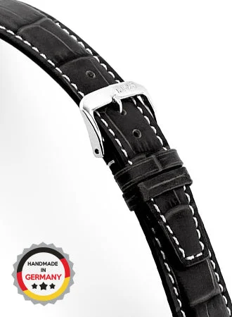 RIOS Grained Leather Boston - Black - Alligator Grained 5713/RI kol saati