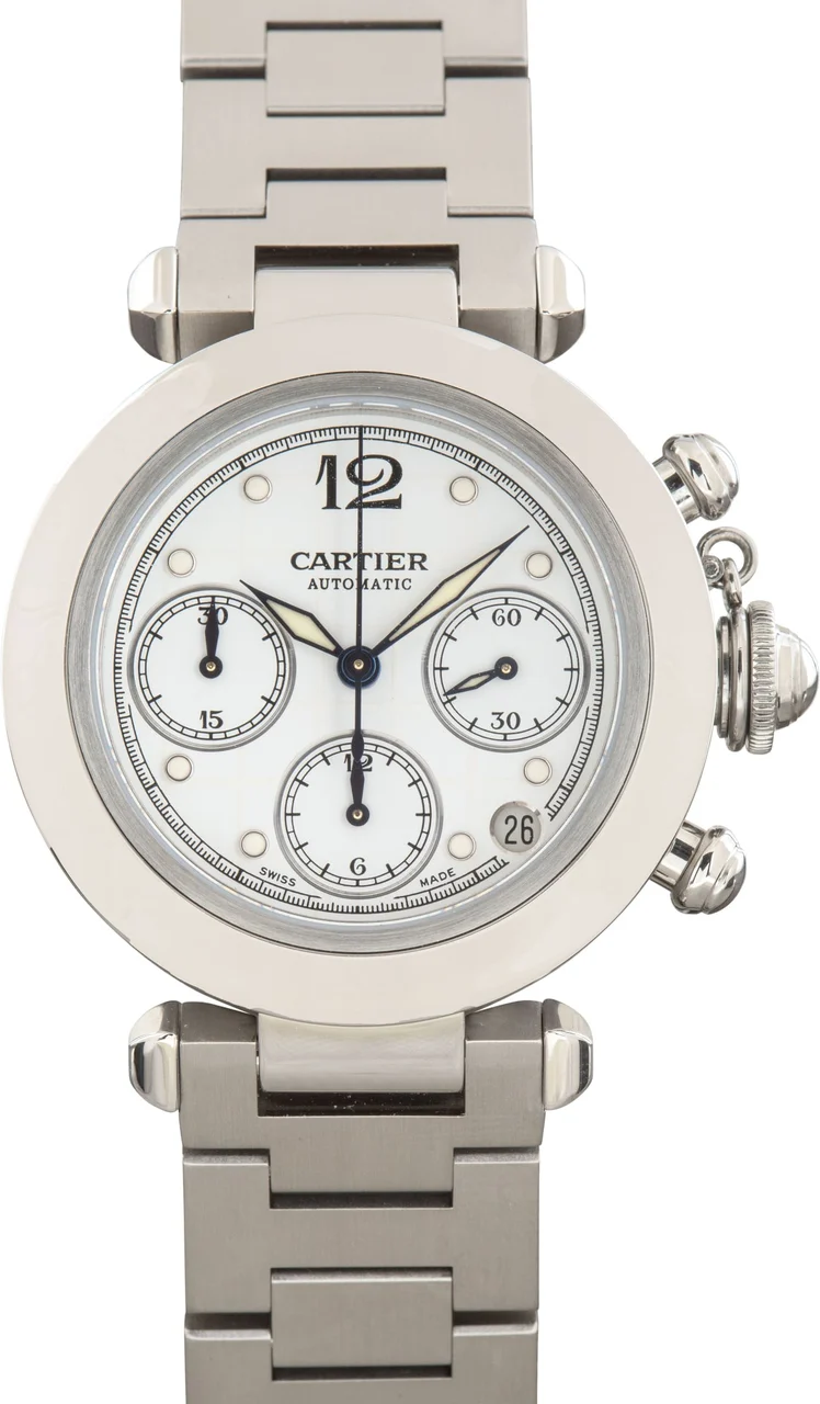 Cartier Pasha W31039M7 White Dial 36 mm kol saati