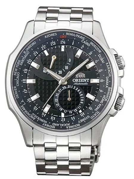 Orient Black Dial Automatic World Time Watch with Sapphire Crystal #CFA05001B kol saati