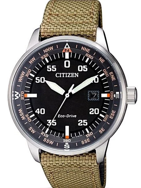 Citizen Eco-Drive Black Type B Dial Pilot Watch with Compass Markings #BM7390-14E kol saat