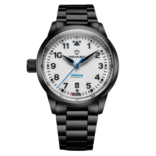 Draken Peregrine DLC 'B' Full Lume Dial Watch with Left Crown #DKN-17 kol saati