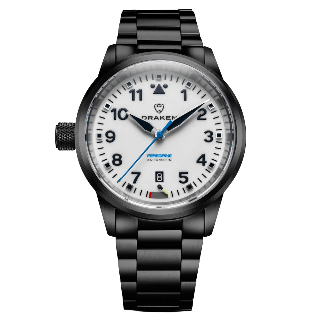 Draken Peregrine DLC 'B' Full Lume Dial Watch with Left Crown #DKN-17 kol saati
