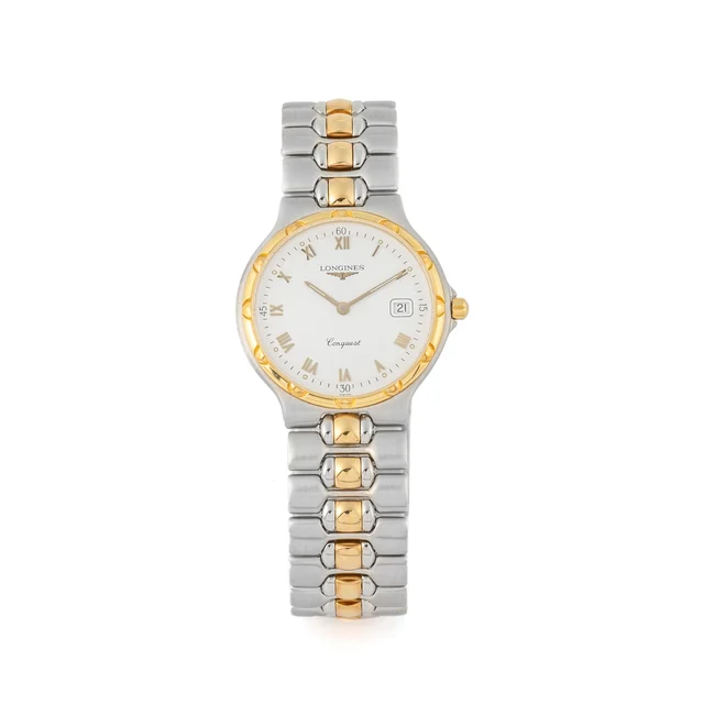 Longines Ref. L.1.625.5, quartz, date; “Conquest”; stainless steel and gilded stainless st