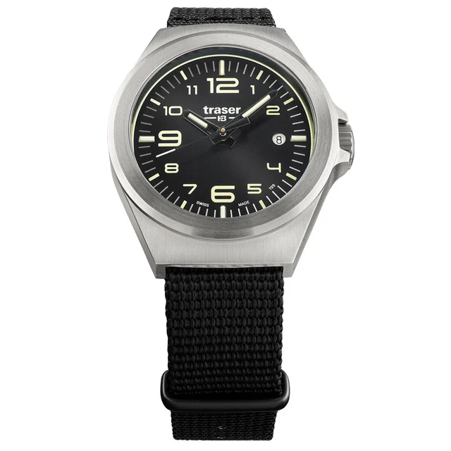 Traser Essential S Black Dial Watch w/Trigalight + SuperLuminova #108637 kol saati