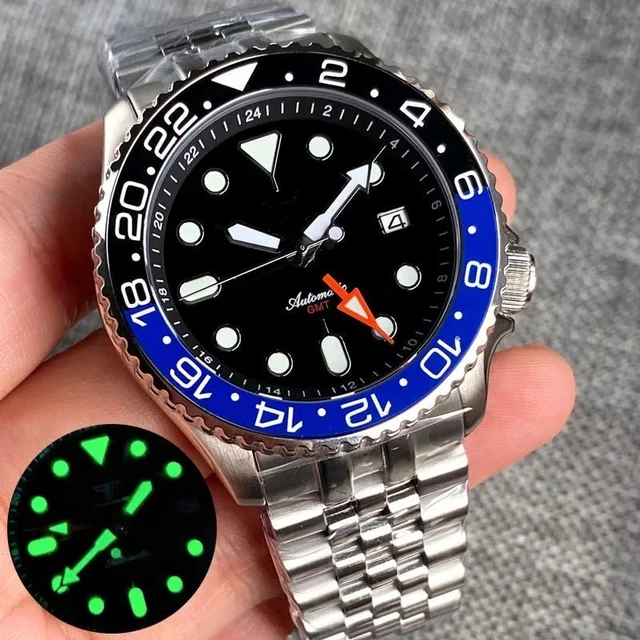 Tandorio Dive 41mm NH34 GMT Watch NH34A Sapphire 20Bar TD228 14:200000080#orange nologo ko