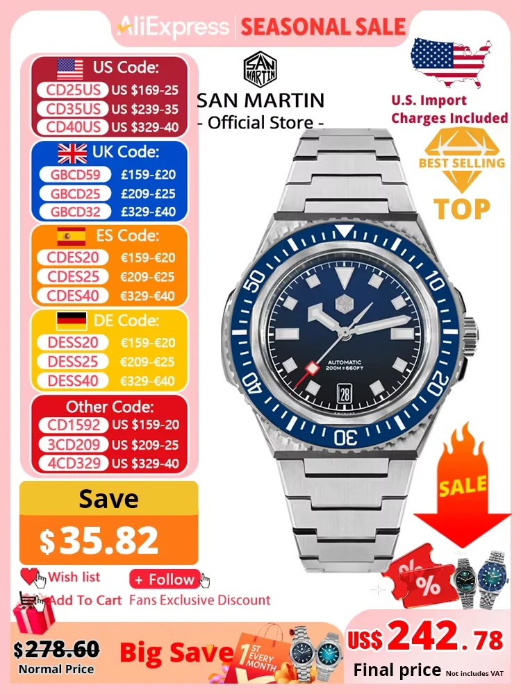 San Martin Men Diving Watch Integrated Case NH35 Automa San Martin 41mm Men Diving Watch Integrated Case NH35 Automa 41 mm kol saati