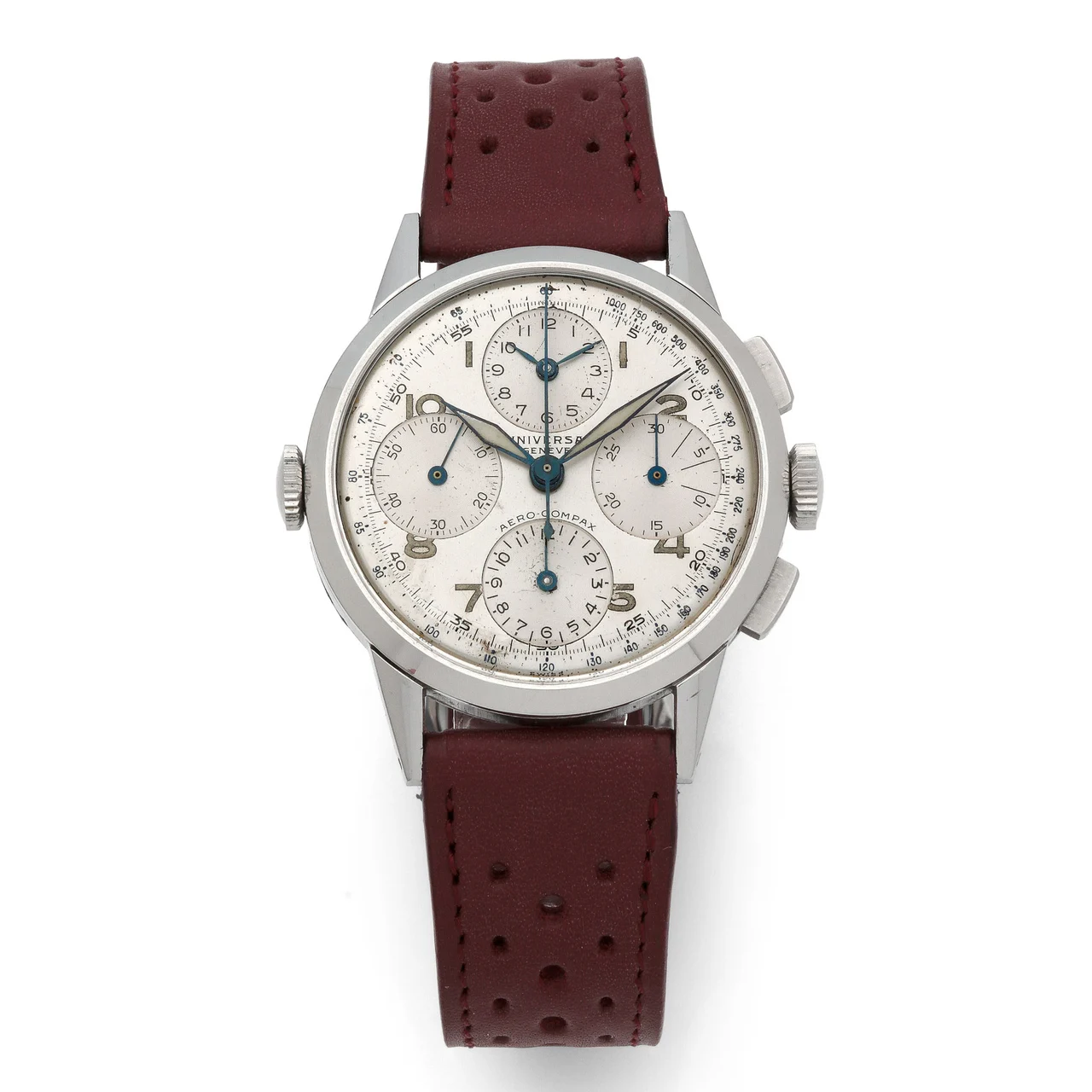 Universal Ref. 22547, chronograph; “Aero-Compax”; stainless steel kol saati