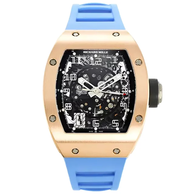Richard Mille Rose Gold with Blue Strap Richard Mille RM010 Rose Gold with Blue Strap kol