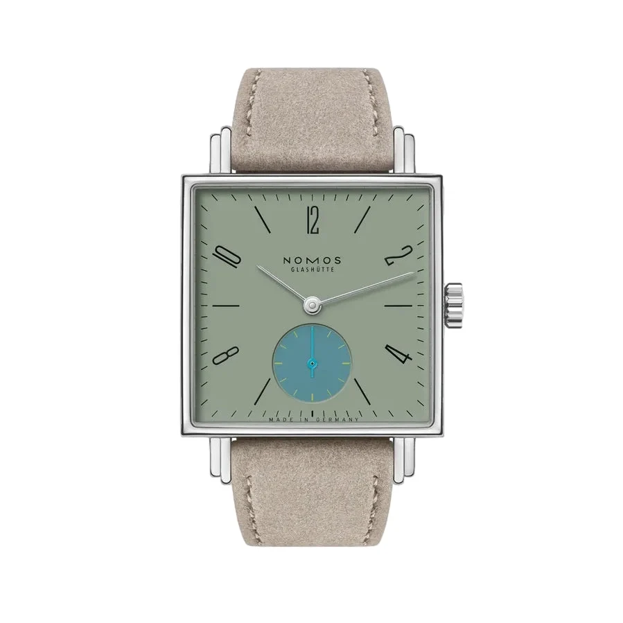 NOMOS Glashütte Tetra Salvia Sapphire Back 29.5mm - Sage Green on Strap 439 29.5 mm kol saati