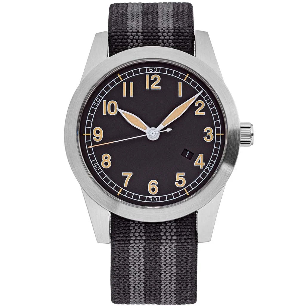Islander USA Assembled Ameriquartz Field Watch with 40mm Stainless Steel Case and AR Sapphire Crystal #ISL-77 40 mm kol saati