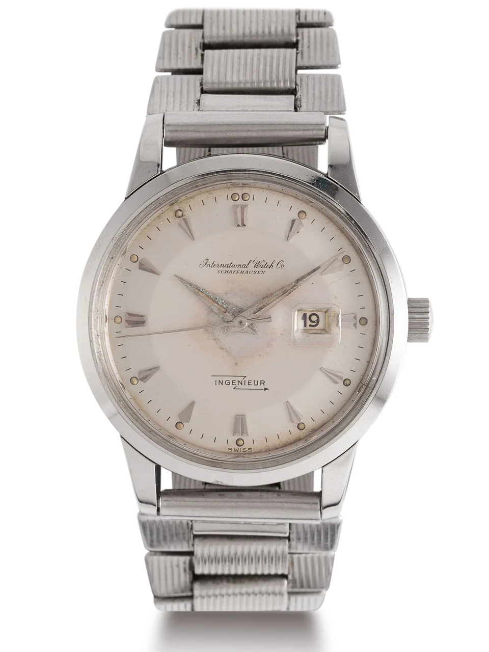 Iwc Ingenieur IWC INGENIEUR REF. 666AD STEEL A very fine and rare self-winding stainless steel anti-magnetic wristwatch with date. kol saati