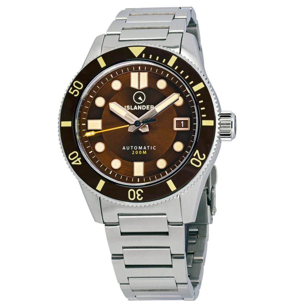 Islander Bayport 40mm Automatic Dive Watch with Brown Dial #ISL-121 40 mm kol saati