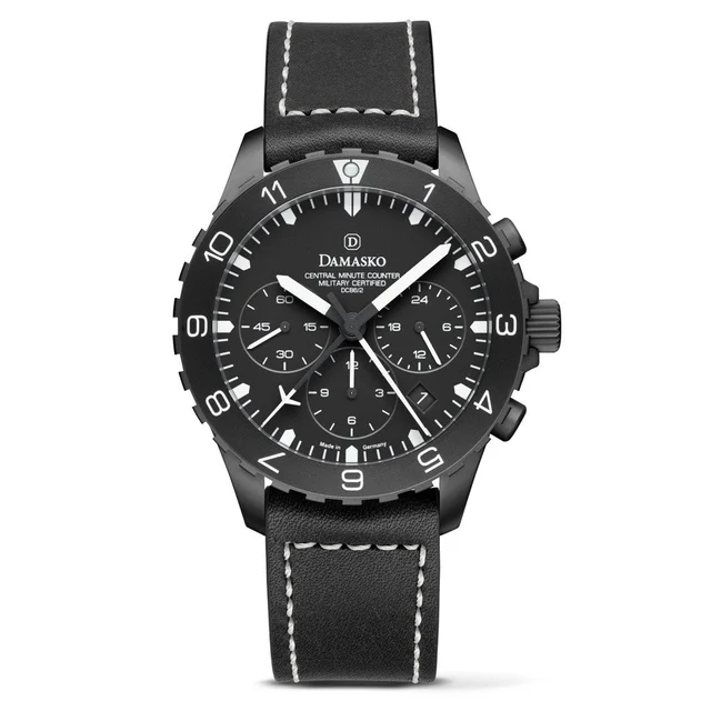 Damasko Black 42mm Chronograph with a Stopwatch plus 12-hour Totalizer #DC86/2BK kol saati