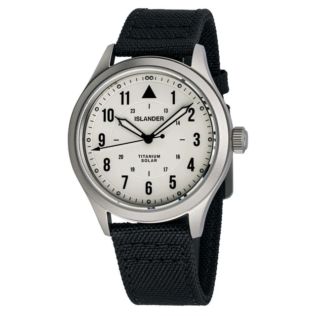 Islander Babylon HV1000 Titanium Solar Field Watch with White Dial #ISL-332 kol saati