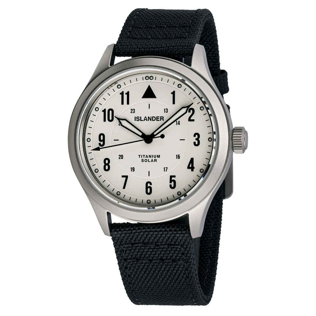Islander Babylon HV1000 Titanium Solar Field Watch with White Dial #ISL-332 47.5 mm kol saati