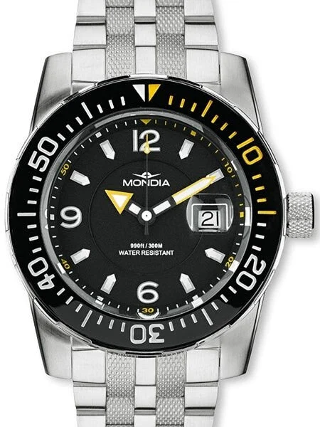 Mondia Wave Swiss Quartz 300 Meter Dive Watch with a Ceramic Bezel #1-690-3 kol saati