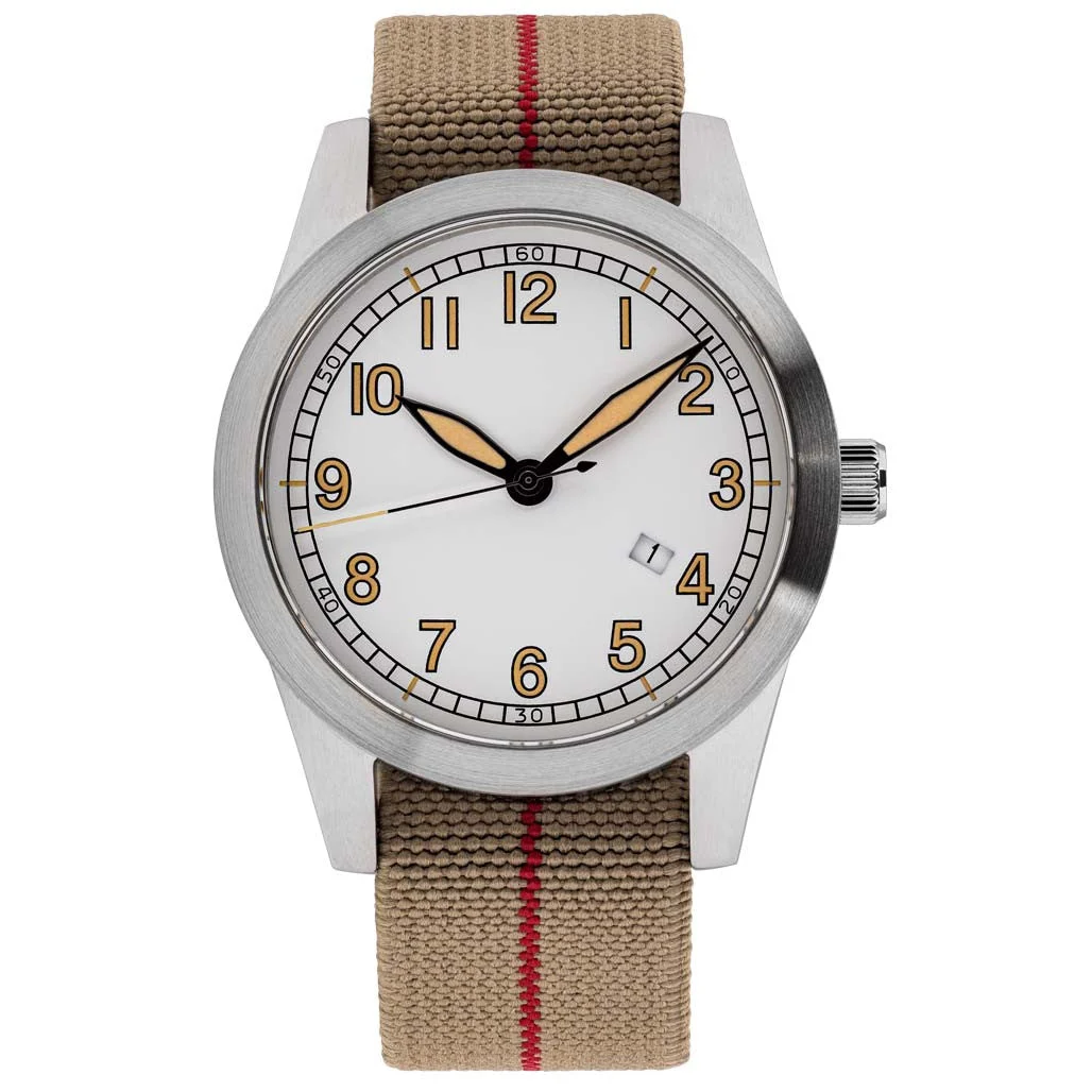 Islander USA Assembled Ameriquartz Field Watch with 40mm Stainless Steel Case and AR Sapphire Crystal #ISL-76 40 mm kol saati