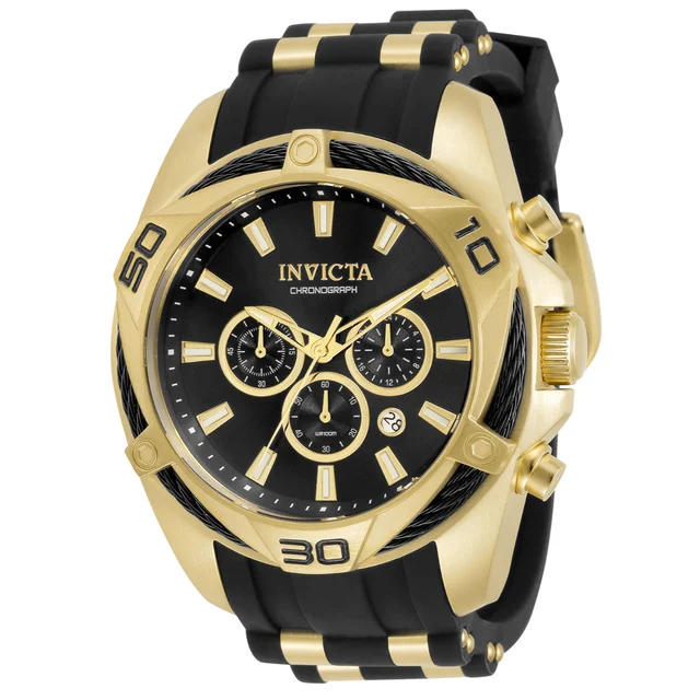 Invicta Bolt Vanguard Watch - 50mm. Gold, Black (34138) kol saati