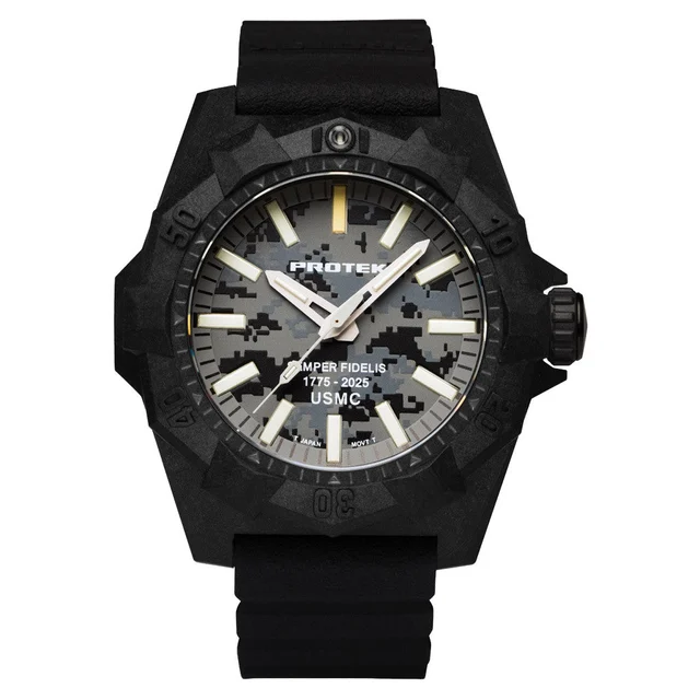 Protek Aggressor Carbon USMC 250th Anniversary Watch with Grey Camo Dial #PT4109SFC kol sa