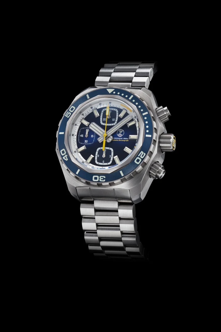 Zelos Hammerhead Chrono 1000m Diver SS Midnight Blue 44 mm kol saati