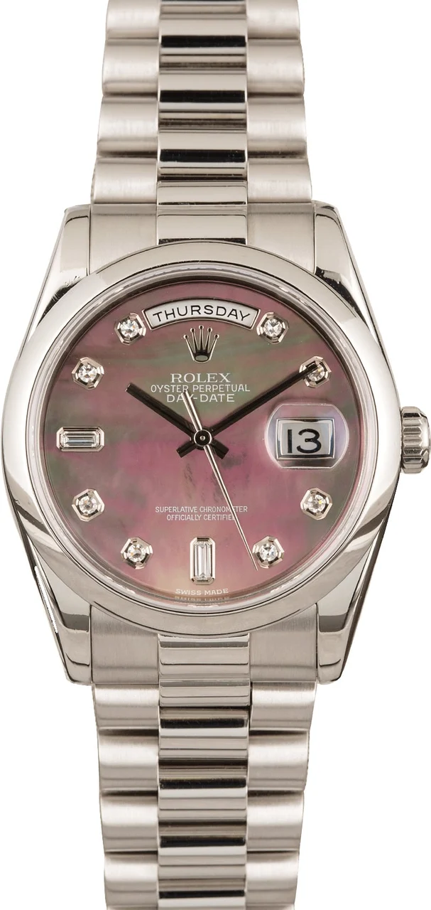 Rolex Platinum Day Date 118206 Black Diamond MOP 118206MDP kol saati