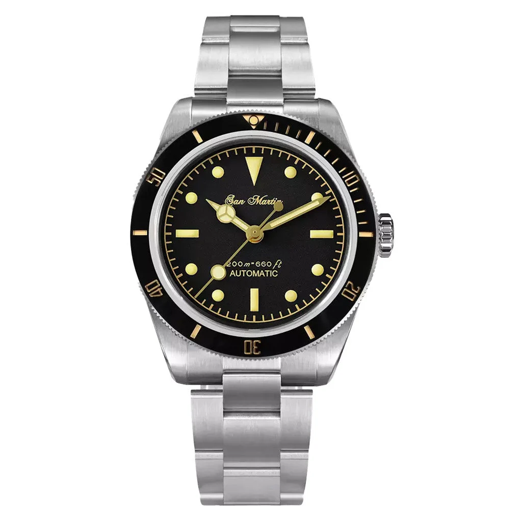 San Martin Watches San Martin Automatic Watch with Black and Gilt Dial #SN004-A 38 mm kol saati