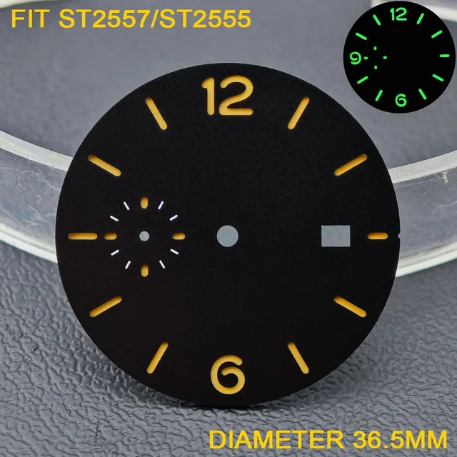 Tandorio Diameter Green Luminous Sterile Dial for Seagull GMT ST2557/ST2555 Movement with