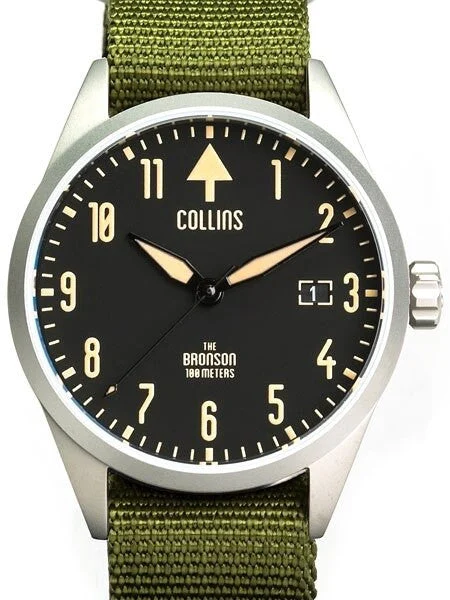 Collins Automatic Aviator-Styled Watch with 40mm Case and Sapphire Crystal #CW01122 40 mm kol saati