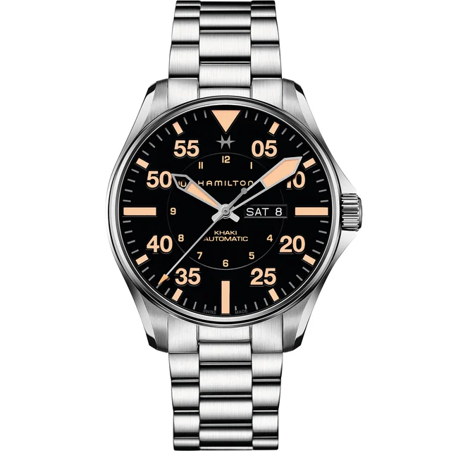Hamilton Khaki Aviation Pilot Day Date Auto H64725131 kol saati