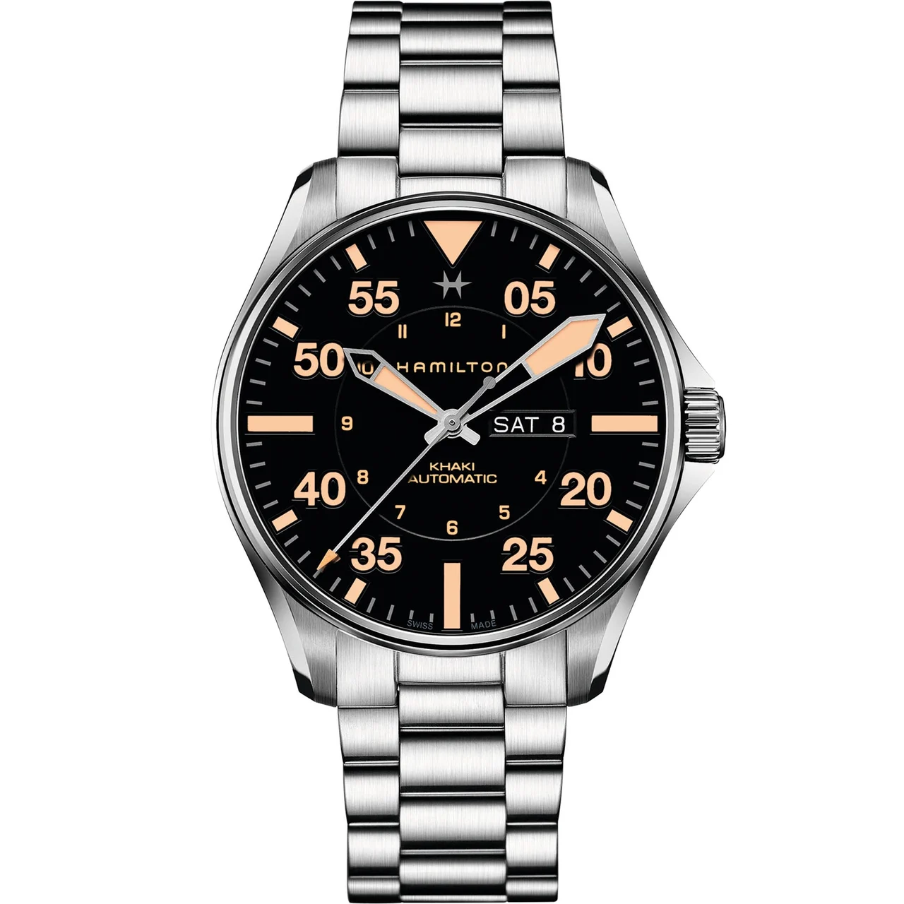 Hamilton Khaki Aviation Pilot Day Date Auto H64725131 46 mm kol saati