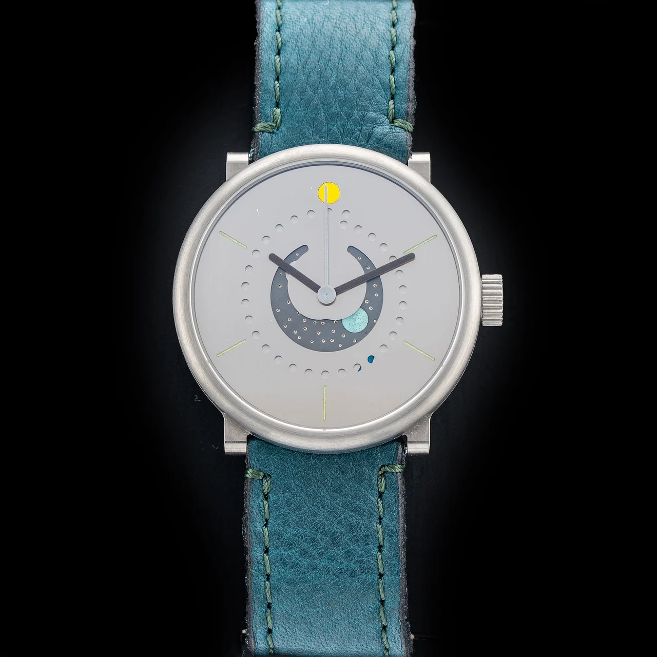 Ochs & Junior Moon Phase Rhodium 42 210009N34076 42 mm kol saati