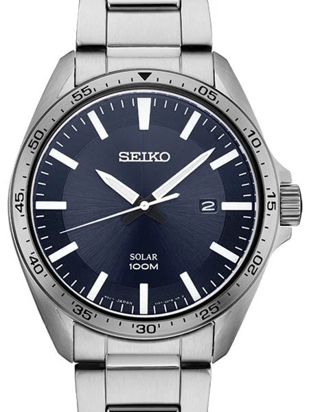 Seiko Solar Watch with 43mm Stainless Steel Case and Bracelet #SNE483 43 mm kol saati