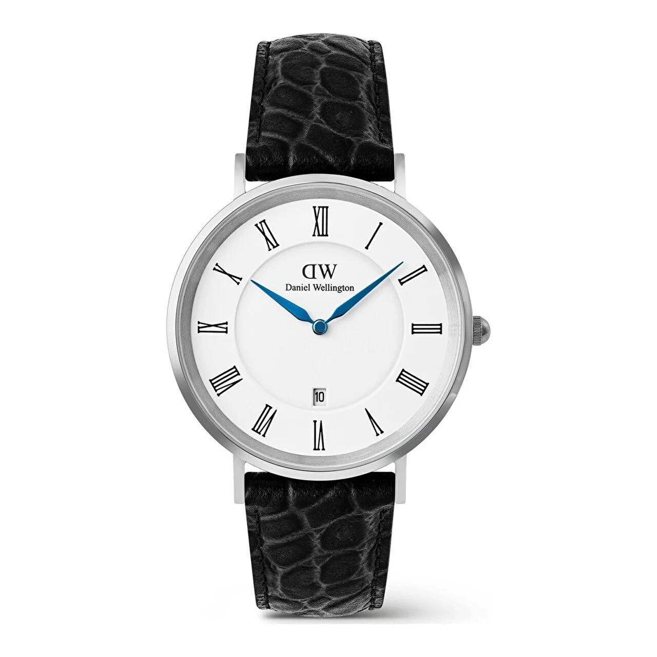 DANIEL WELLINGTON Classic Roman Numerals Date Black Croc Belly S DW00600914 40 mm kol saati