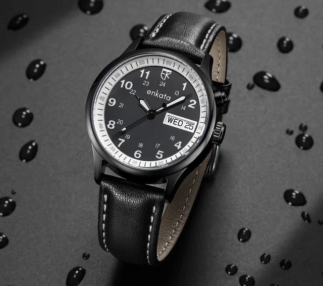 Enkatawatches Atlas – Onyx Black Leather kol saati