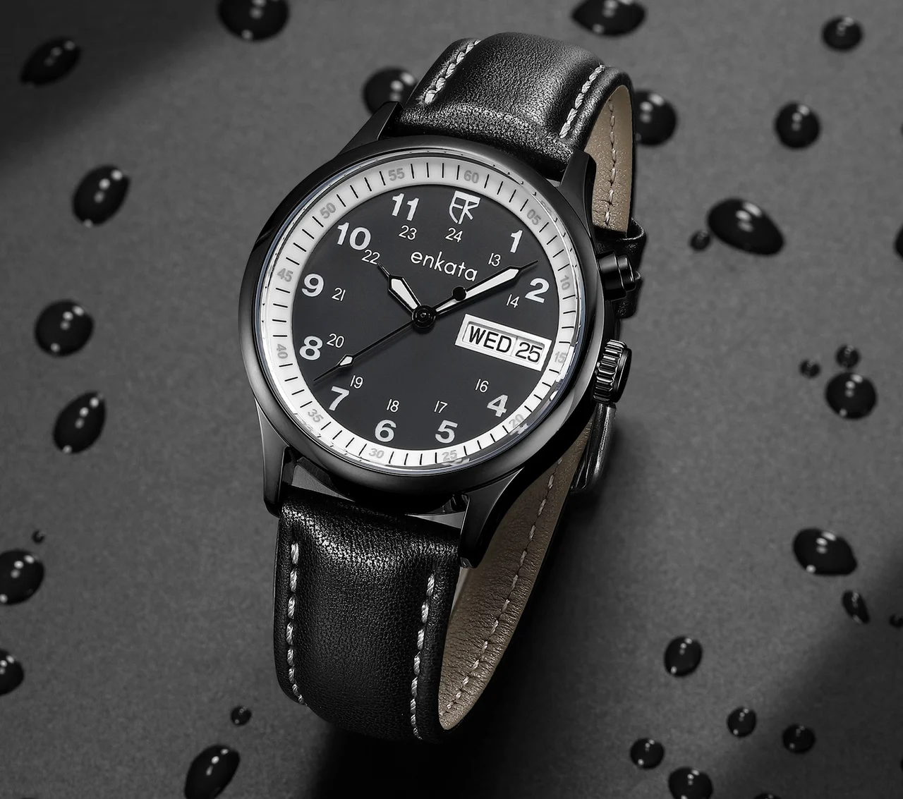 Enkatawatches Atlas – Onyx Black Leather 40 mm kol saati